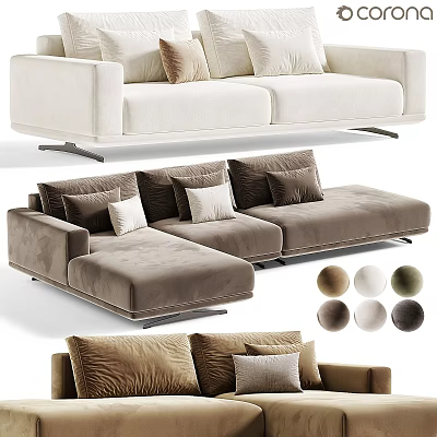 Modern Modular Sofa Set With Multiple Color Choices And Comfortable Plush Design 3d model