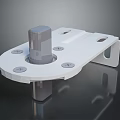 White Metal Hardware Tool Bracket with Gray Cylinder and Screw Holes