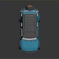Modern Blue Off Road SUV With Orange Wheels And Roof Rack Design