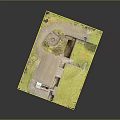 3D Model of Ancient Archaeological Site with Grassland Circular Structure and Square Area