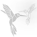 Stylish Geometric Hummingbird Wall Art With Gold White Modern Decorative Design