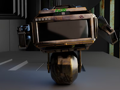 Smart Machine With Display Screen Mechanical Arms And Metallic Wheeled Design 3d model Smart Machine With Display Screen Mechanical Arms And Metallic Wheeled Design 3d model