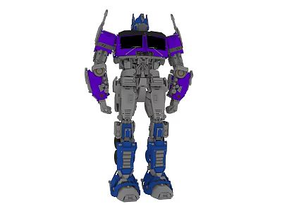 Purple And Blue Mechanical Robot Figure With Gray Armor Design 3d model