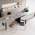 Modern Dining Table Set With Marble Top And Matching Chairs In Kitchen 3d model
