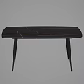 Modern Minimalist Dining Table With Dark Marble Surface And Black Slender Legs 3d model