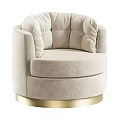 Cozy Beige Velvet Lounge Chair with Fringed Blanket and Gold Base