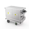 Stainless Steel Medical Equipment Cart With Wheels Cabinet Doors Warning Labels And Control Panel