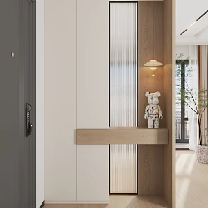 Simple Entrance Cabinet Shoe Cabinet Glass Screen Chandelier 3d model