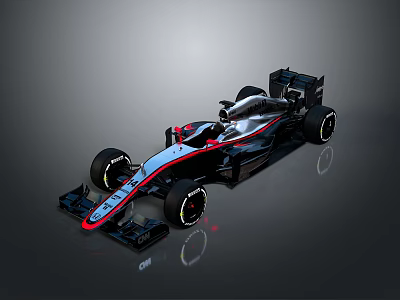 Streamlined Black Red Formula Race Car With Aerodynamic Body And Racing Wheels 3d model