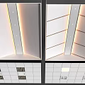 Modern Ceiling Design With Recessed Lighting Grid Lines And LED Strips 3d model