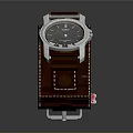 Stylish Brown Leather Strap Watch With Blue Dial And Silver Case