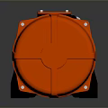 Orange And Black Industrial Mechanical Device With Housing And Internal Components