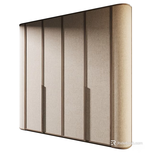 Modern Wardrobe Design With Textured Fabric Panels Vertical Lines And Minimalist Handles 3d model 