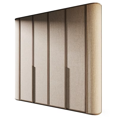 Modern Wardrobe Design With Textured Fabric Panels Vertical Lines And Minimalist Handles 3d model
