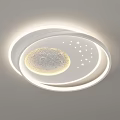 Modern White Rectangular Ceiling Light With Illuminated Moon And Stars Design 3d model