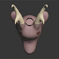 Cute Pink Deer Character With Antlers Red Eyes And Yellow Crown