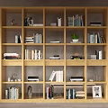 Wooden Bookshelf With Multiple Compartments Books Decorative Items And Potted Plant