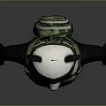 Creative Panda Sculpture with Green Headband Gold Chain Camouflage Pants Belt and Ammunition Straps