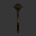 Medieval Spiked Mace Weapon With Long Handle And Metallic Spiked Head