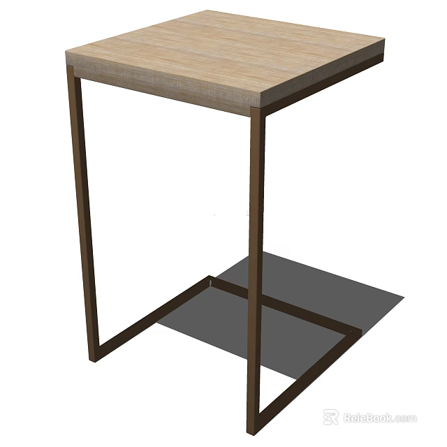 Modern Coffee Table With Wooden Top And Metal Frame For Living Room Decor 3d model 