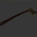 Blue Axe Weapon With Gray Handle Sharp Blade On Dark Background