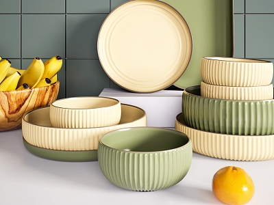 Fresh green tableware combination model