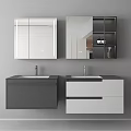 Two Modern Bathroom Vanities With Mirrors Storage Cabinets White Gray Design