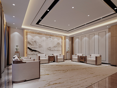 New Chinese Reception Room Reception Hall model