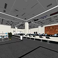 Spacious Administrative Service Hall Interior With Service Counters Computers And Waiting Chairs