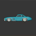 Turquoise Vintage Sports Car With Sleek Body Design And Chrome Wheels On Reflective Surface