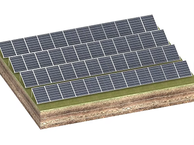 Industrial Solar Equipment System Featuring Ground Mounted Panel Array And Multi Layer Base Structure 3d model
