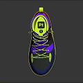 High Top Colorful Sneakers With Vibrant Yellow Purple Blue Design And Black Sole