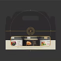 Elegant Dark Gift Box With Handle Holding Assorted Preserve Jars And Decorative Logo 3d model