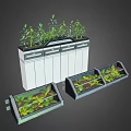 Indoor Vegetable Plants Growing In Multiple Planter Boxes With Shelf Setup 3d model