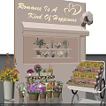 Romantic Flower Display With Shelves Cart And Colorful Potted Plants