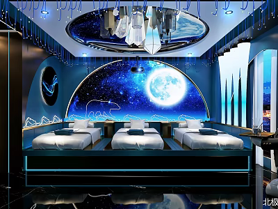 Luxury SPA Sauna Interior With Starry Sky Theme And Comfortable Massage Beds 3d model
