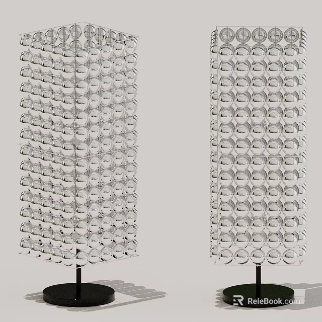 Two Transparent Modern Decorative Columns With Stacked Circular Elements 3d model 