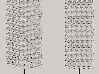 Two Transparent Modern Decorative Columns With Stacked Circular Elements 3d model