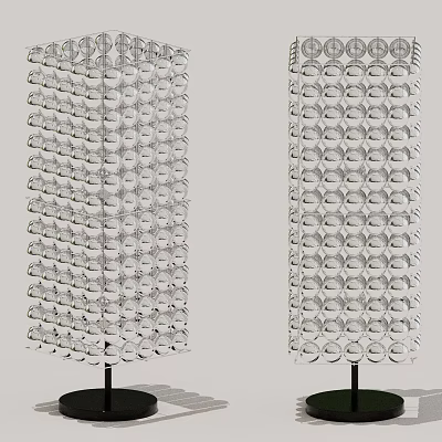 Two Transparent Modern Decorative Columns With Stacked Circular Elements 3d model