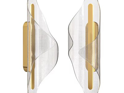 Modern Wall Lamps With Golden Metal Frame And Transparent Curved Shade Design 3d model