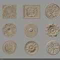 Ornate Carved Decorations In Various Shapes With Floral And Geometric Patterns For Home Decor