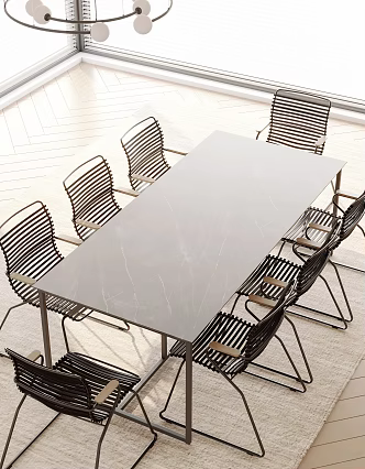 Modern outdoor dining table and chair combination 3d model