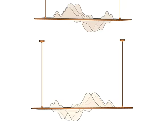 New Chinese Chandelier Linear Chandelier Glass Chandelier Zen Chandelier 3d model