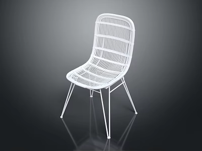 Modern White Leisure Chair With Metal Frame And Woven Seat Back For Indoor Outdoor Use 3d model