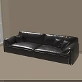 Black Leather Two Seater Sofa With Pillows In Light Colored Room 3d model