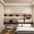 Cream Antique Style Wardrobe Bookcase Bone Line Tatami Hole Board Bedroom 3d model