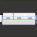 Industrial Processing Equipment With Blue White Design And Red Striped Conveyor