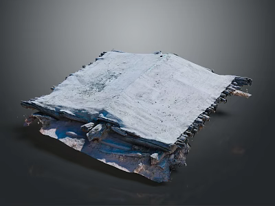 Tattered White Fabric Cover With Worn Edges And Support Base Structure 3d model