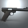 Modern Black Tactical Pistol Featuring Metal Rail Sleek Design On Gray Background With Reflection
