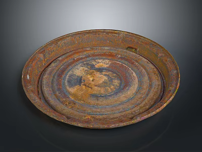 Architectural Rustic Metal Decorative Plate With Circular Shape And Rusty Patina Design 3d model
